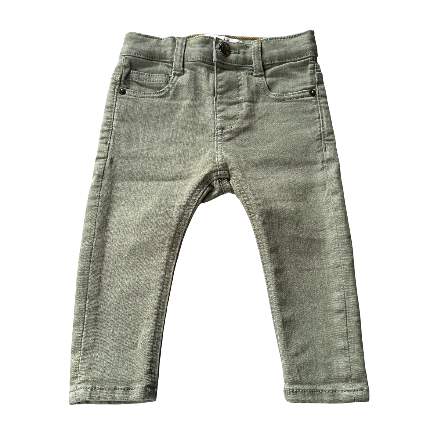 Zara khaki green denim, 6-9 months