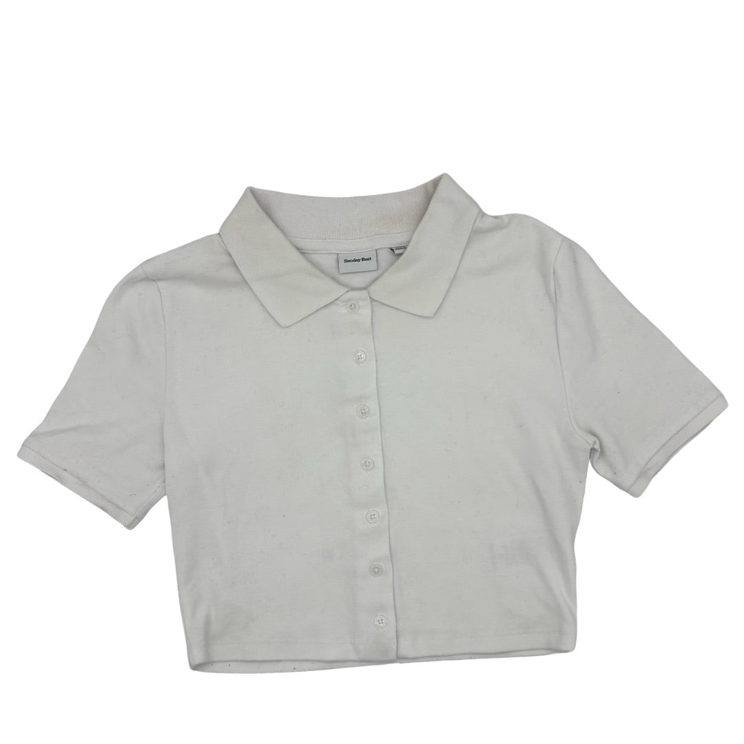 Sunday Best white button up tshirt, Xs