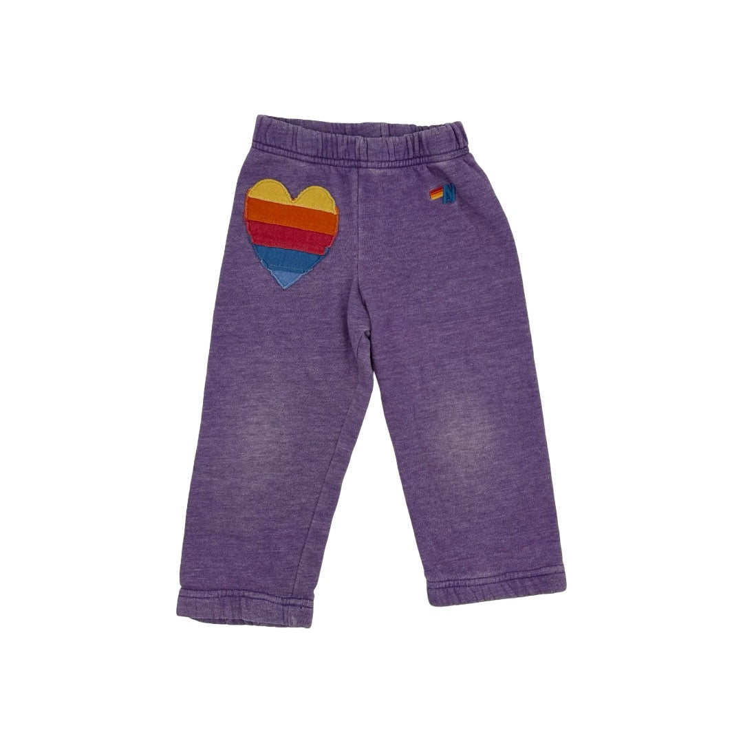 Aviator Nation purple sweatpants w/heart, 2 years