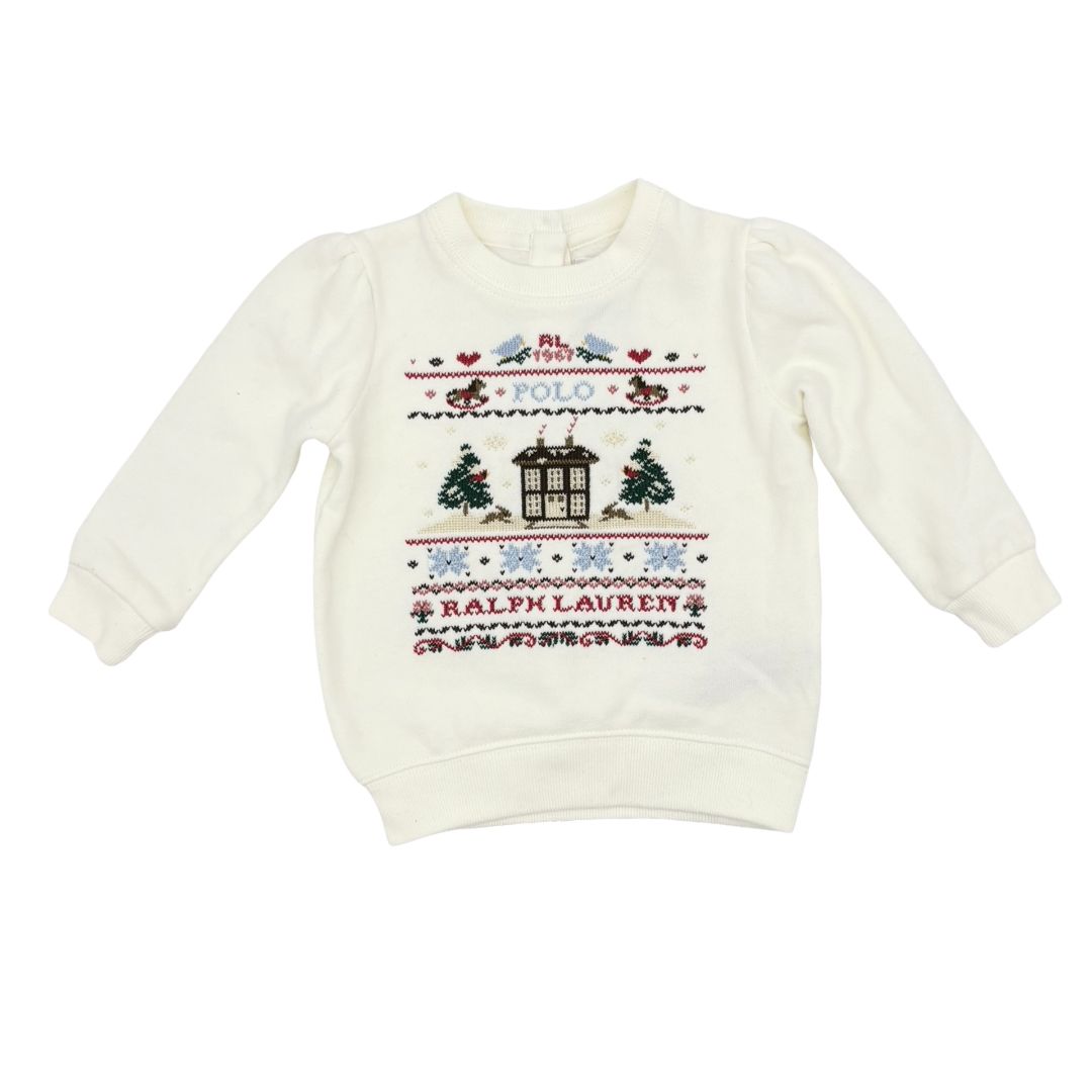 Ralph Lauren white winter cabin sweatshirt, 12 months