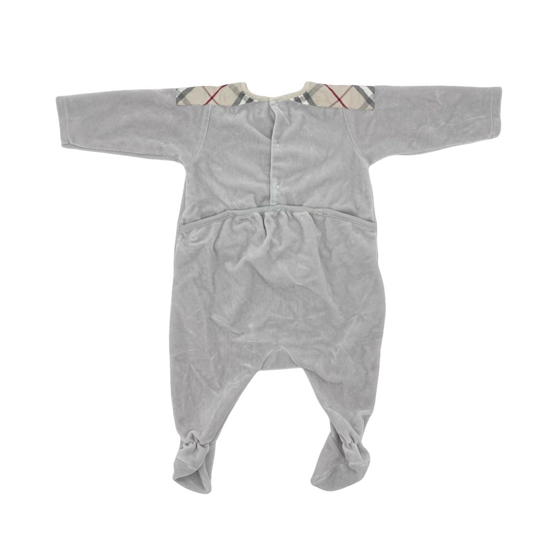 Burberry grey velour sleeper/playsuit , 6 months