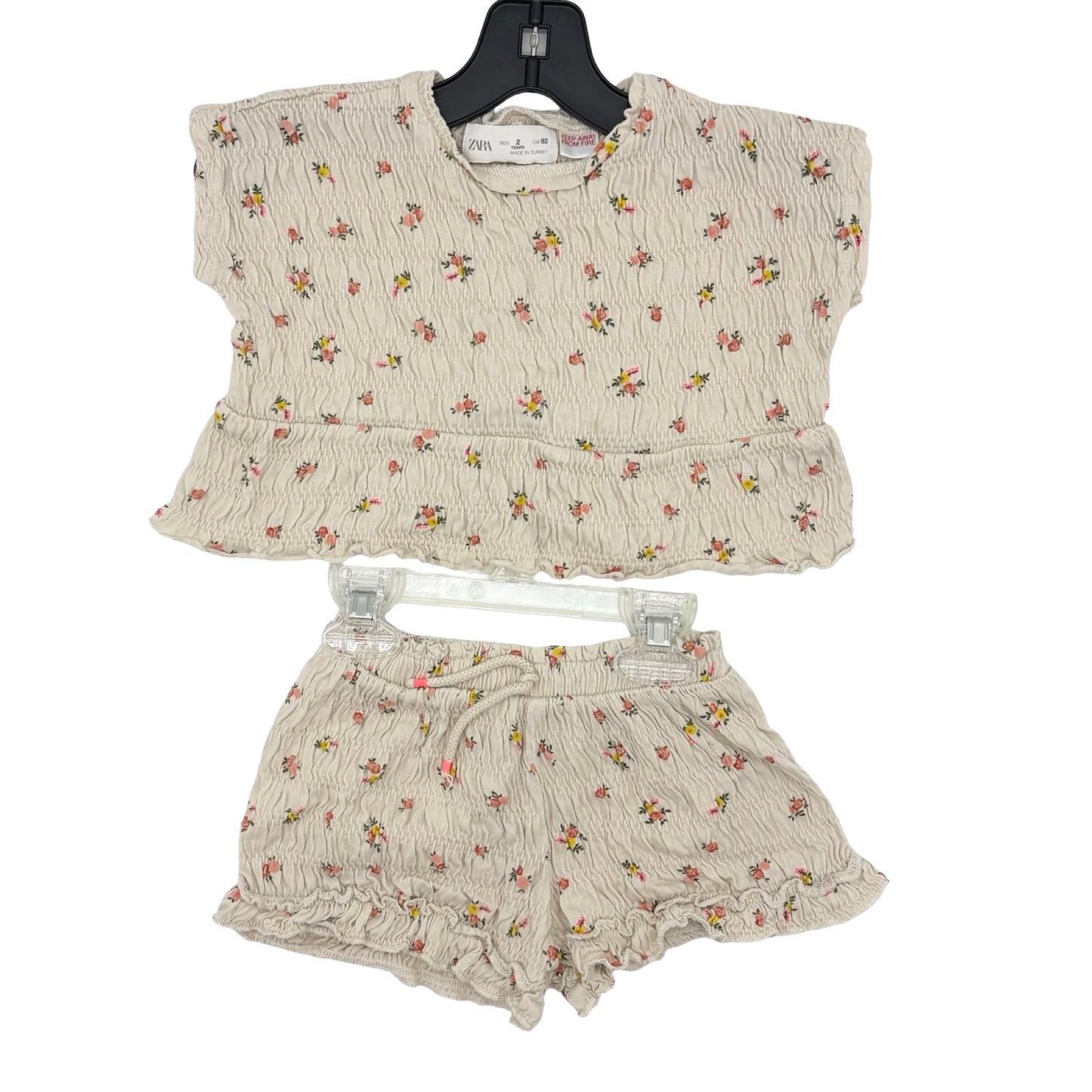 Zara stone w/flowers top/short set, 2 years