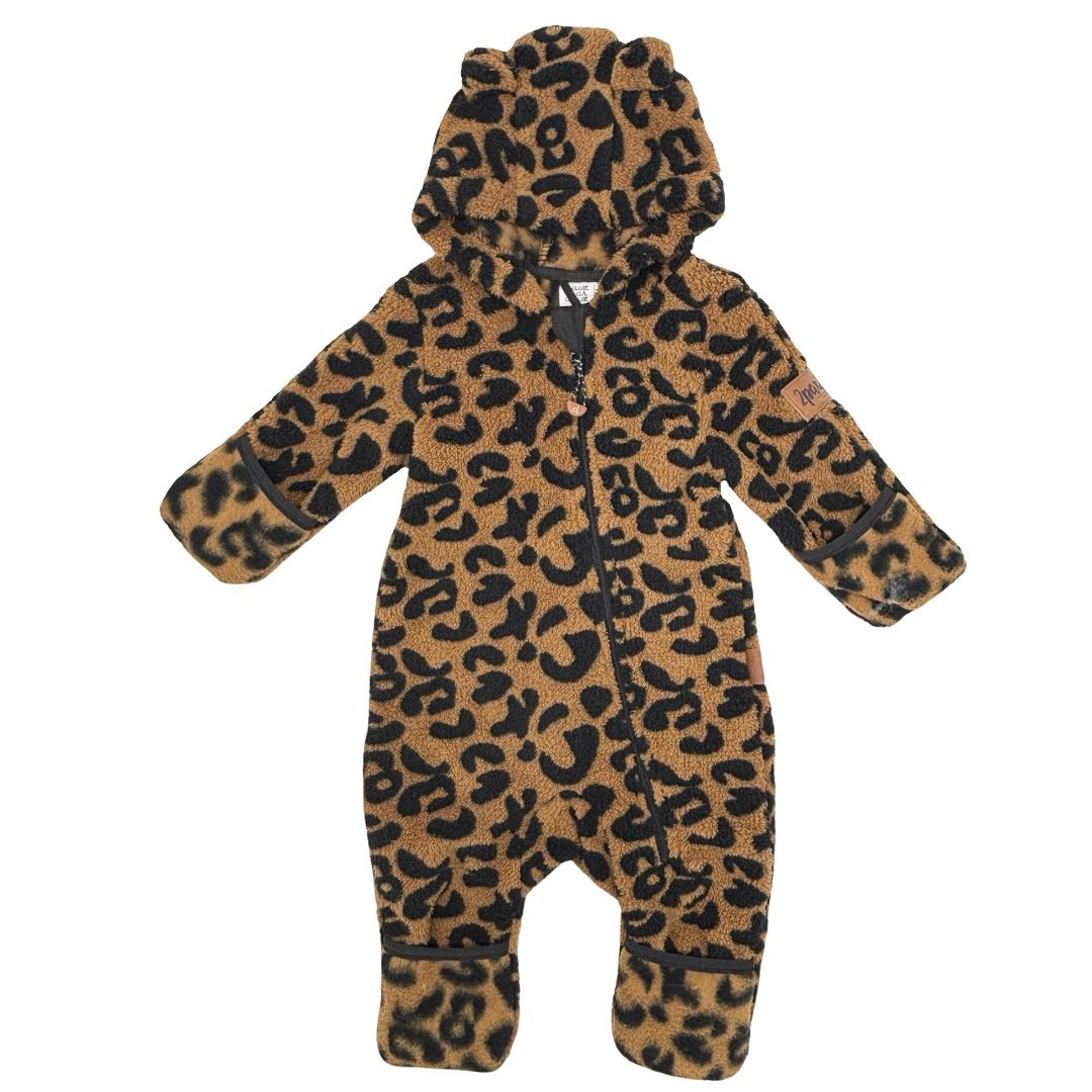 Deux Par Deux cheetah fleece one piece winter jacket, 9 months