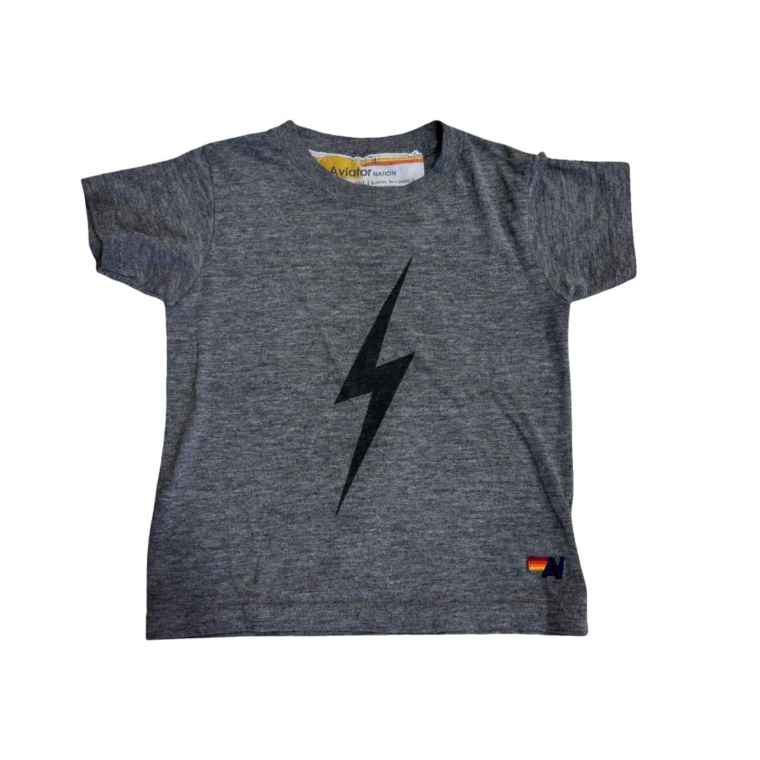 Aviator Nation grey lightning bolt tshirt, 4 years