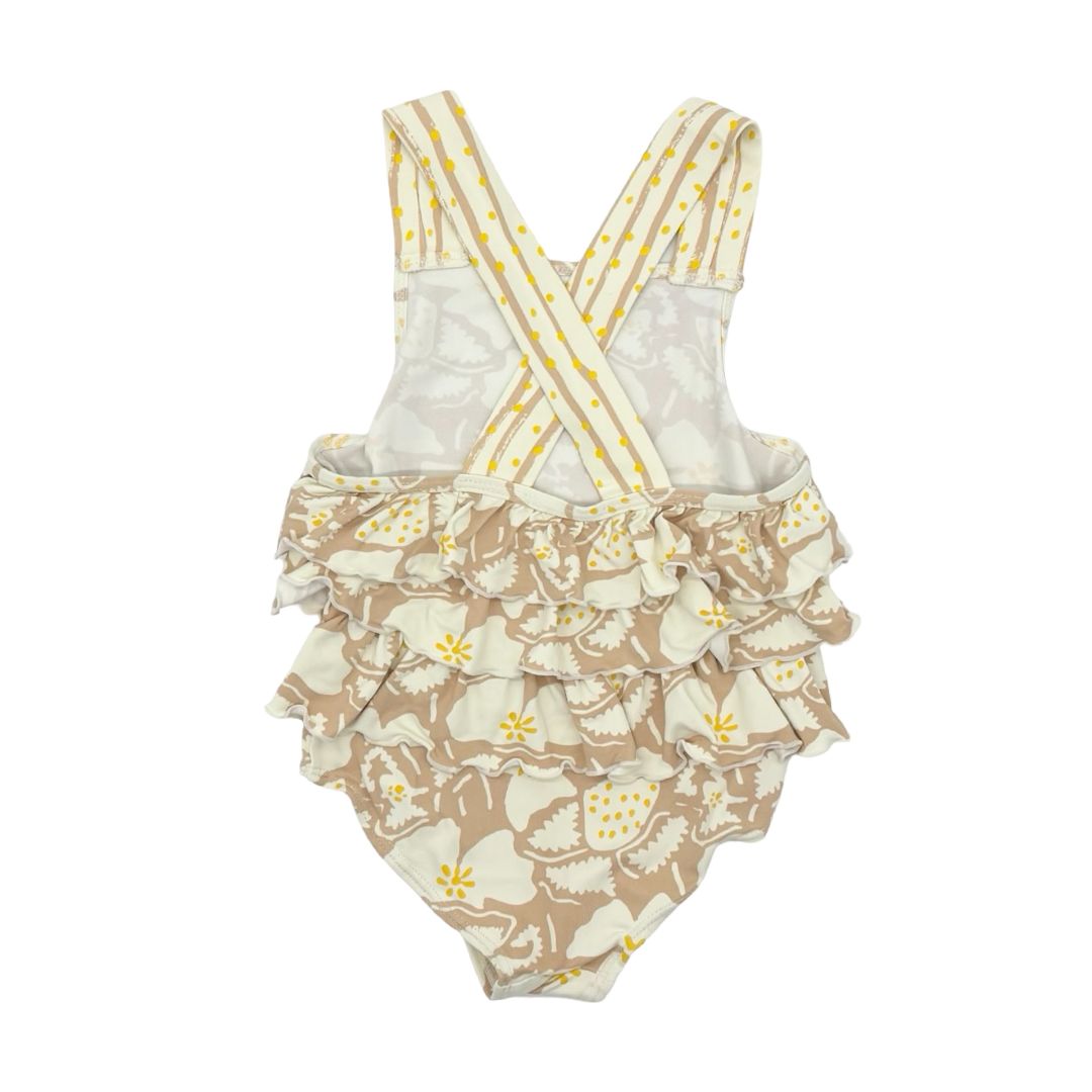 Stella McCartney peach/yellow floral swim suit, 2 years