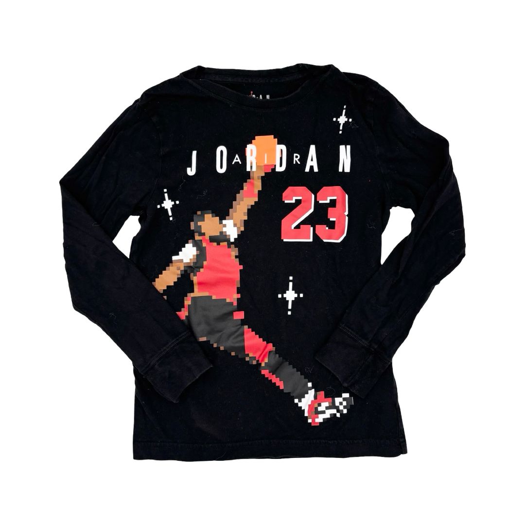 Nike black air jordan pixel long sleeve, 8-10 years