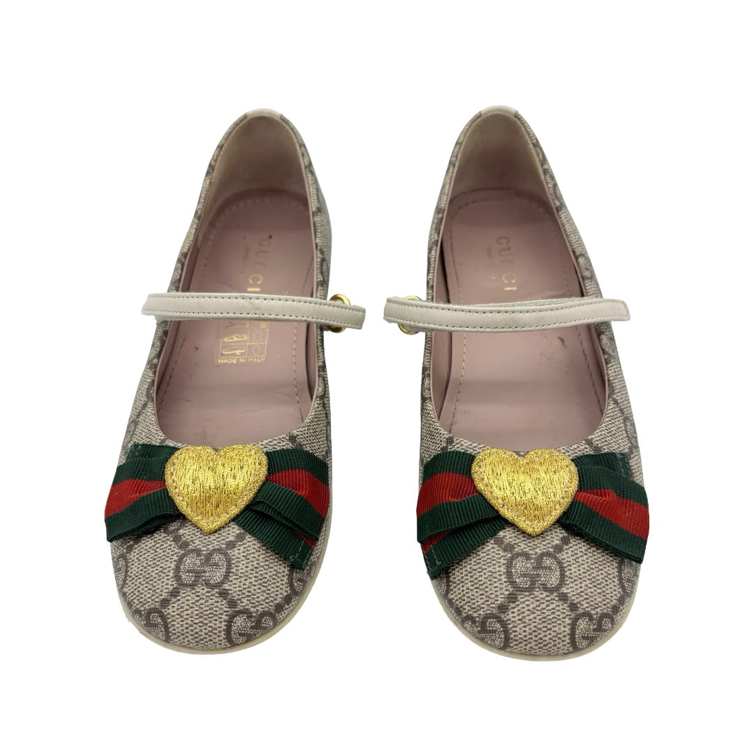 Gucci Logo Mary Jane’s w/heart bow shoes, euro 30 little kid