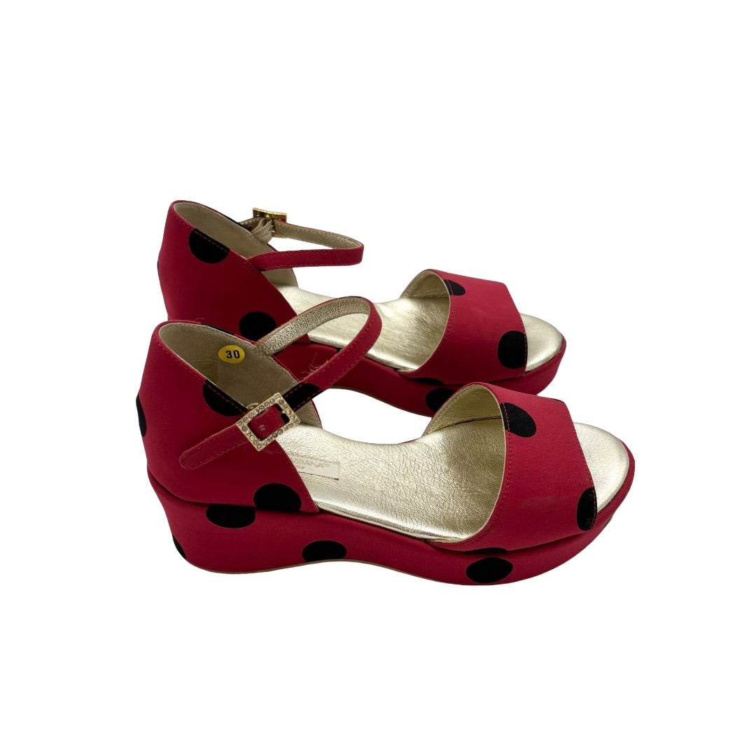 Dolce & Gabbana Red polka dot wedge sandals, Euro 30 little kid