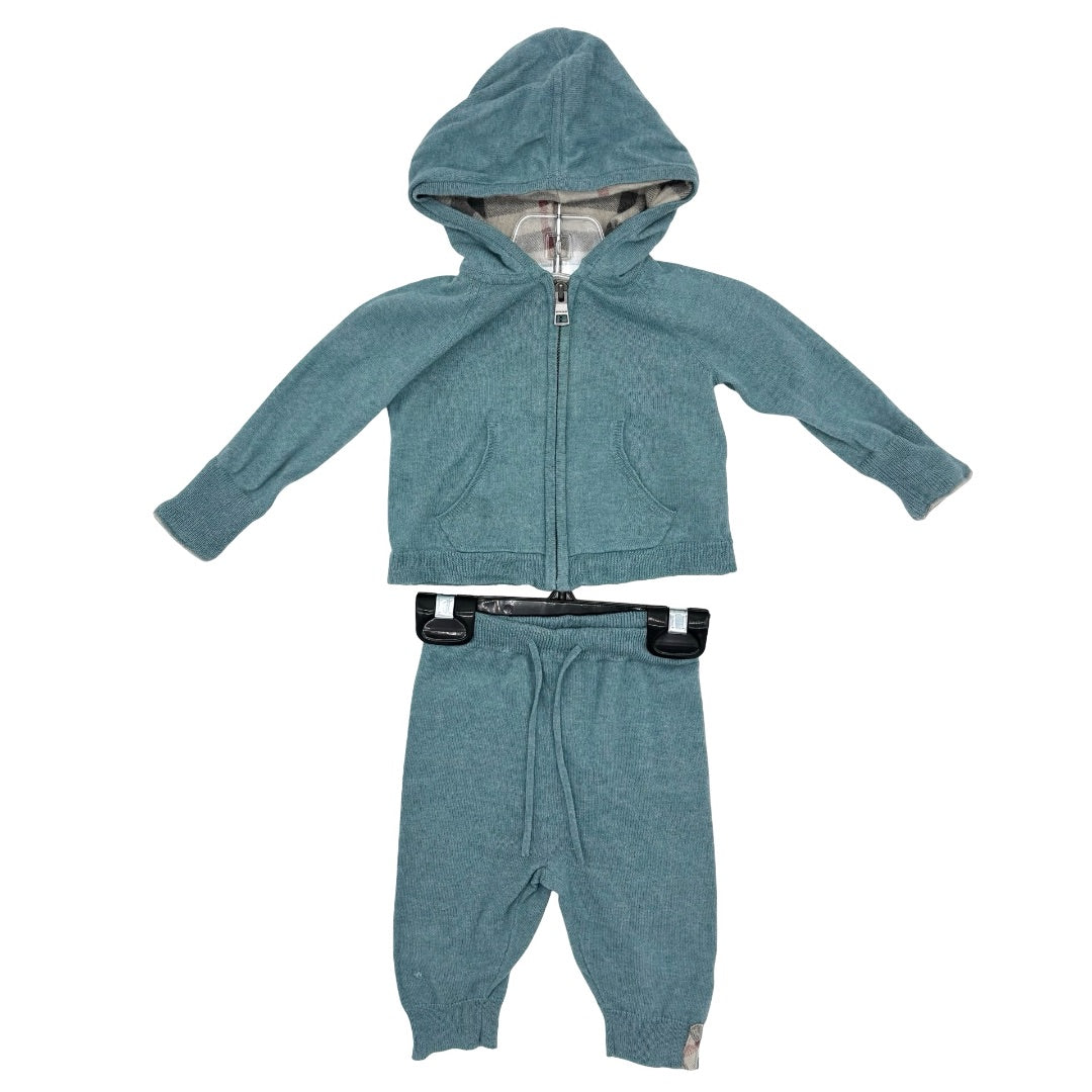 Burberry Turquoise zip up hoodie/pant set, 3 months