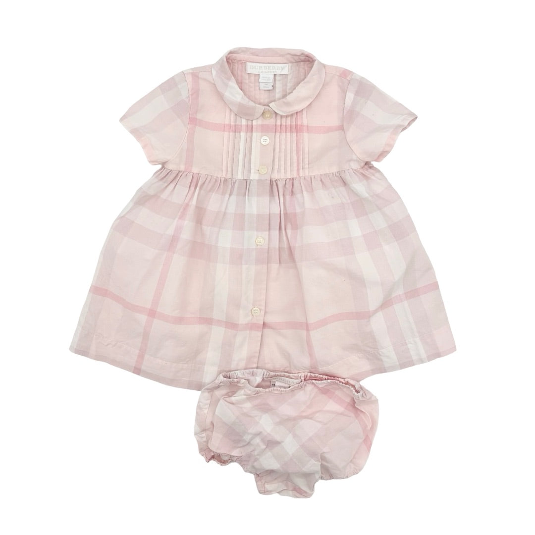 Burberry Pink classic check dress/bloomers, 9 months