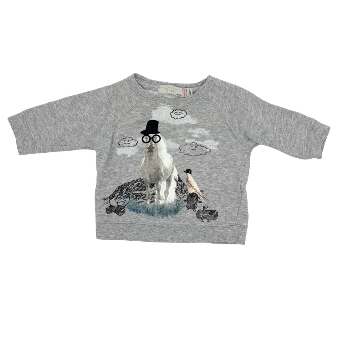 Stella McCartney Grey animal graphic crewneck sweatshirt, 6 months