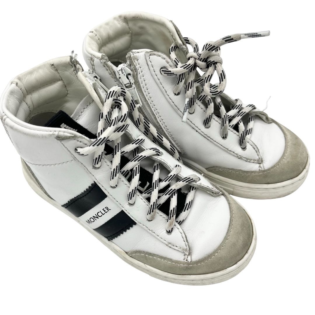 Moncler white leather high tops, euro 32 little kid