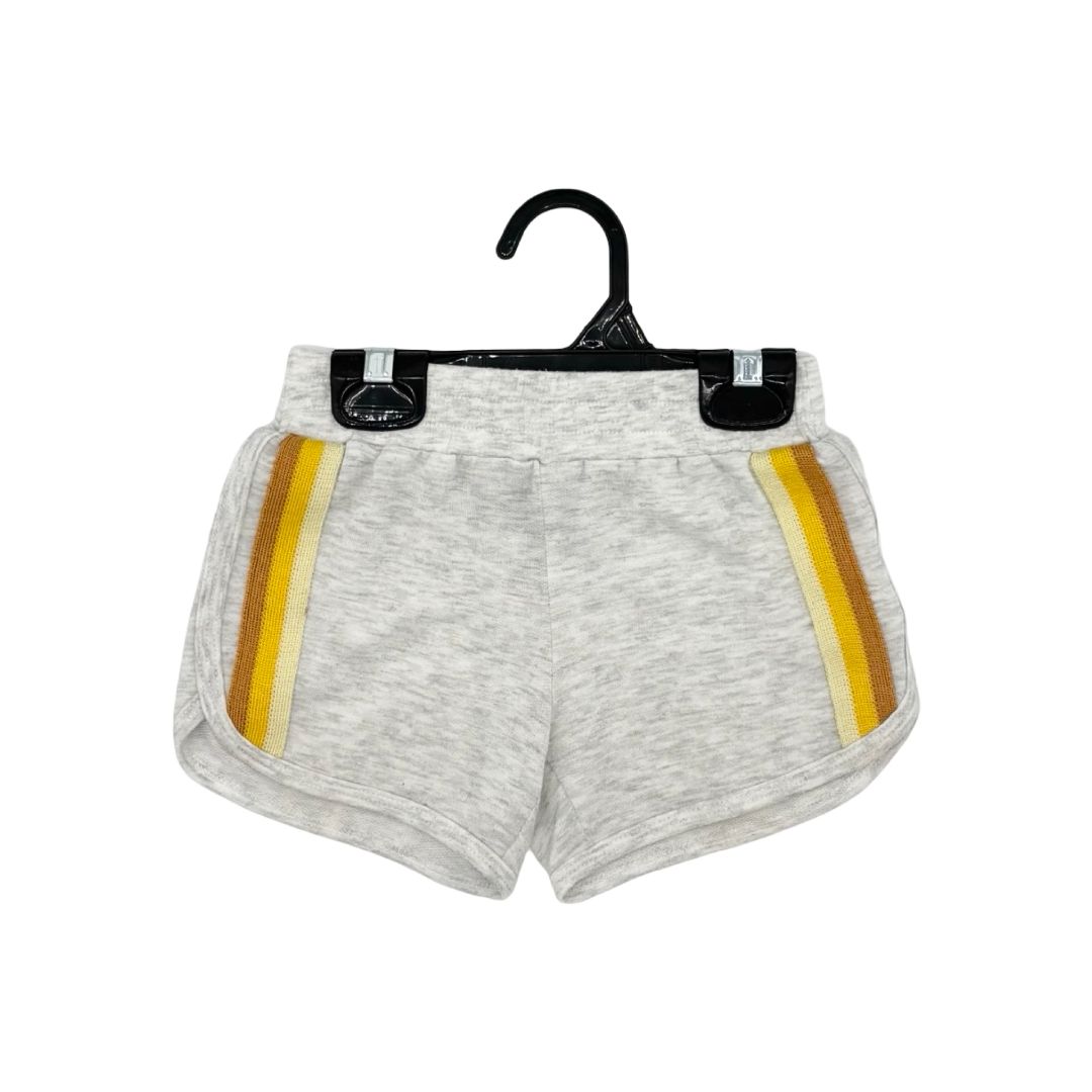 Tiny Whales grey w/yellow stripes shorts, 4 years