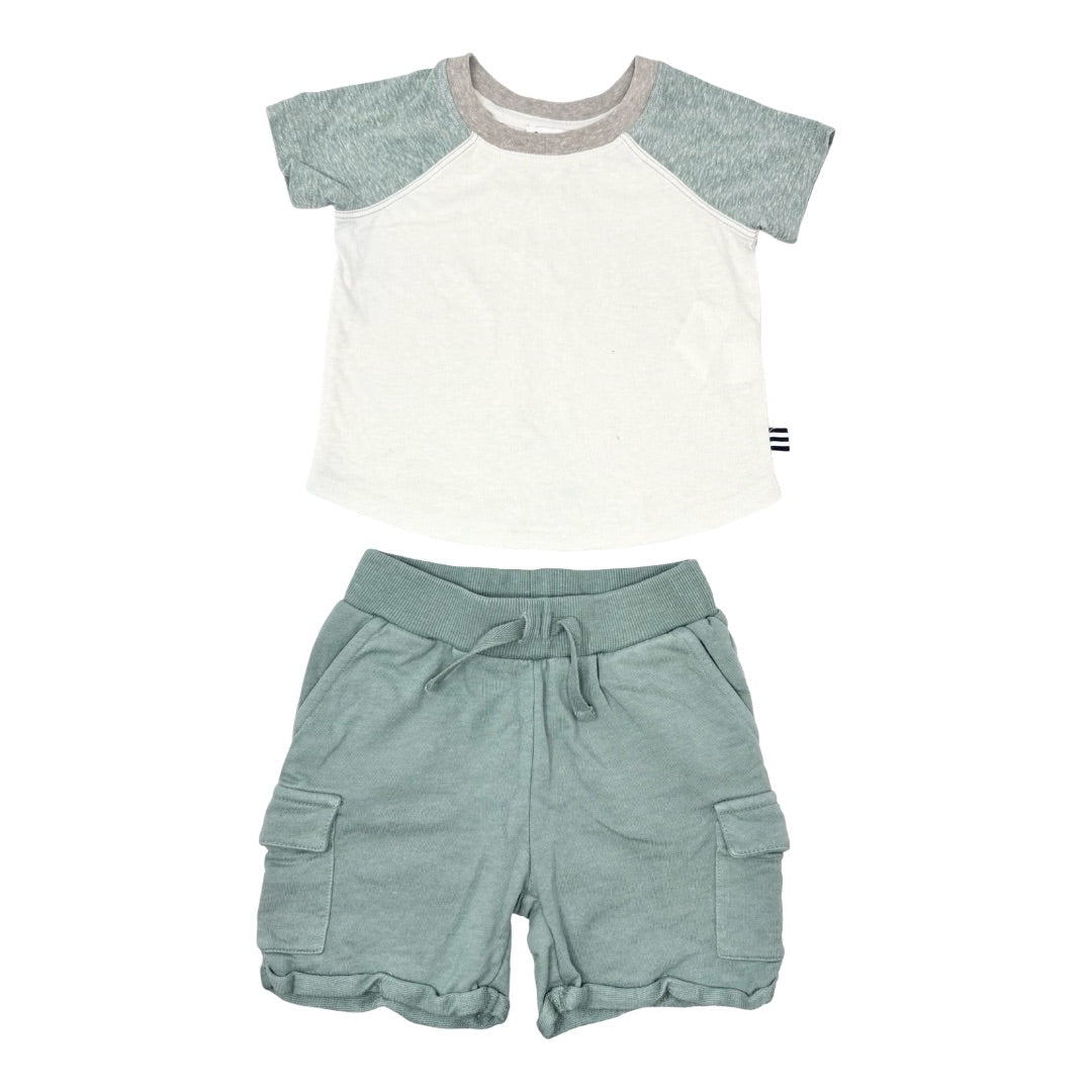 Splendid Green/white tshirt w/green short set, 6-12 months