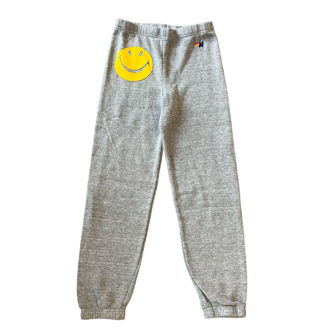 Aviator Nation grey sweatpants w/smiley face, 14 years
