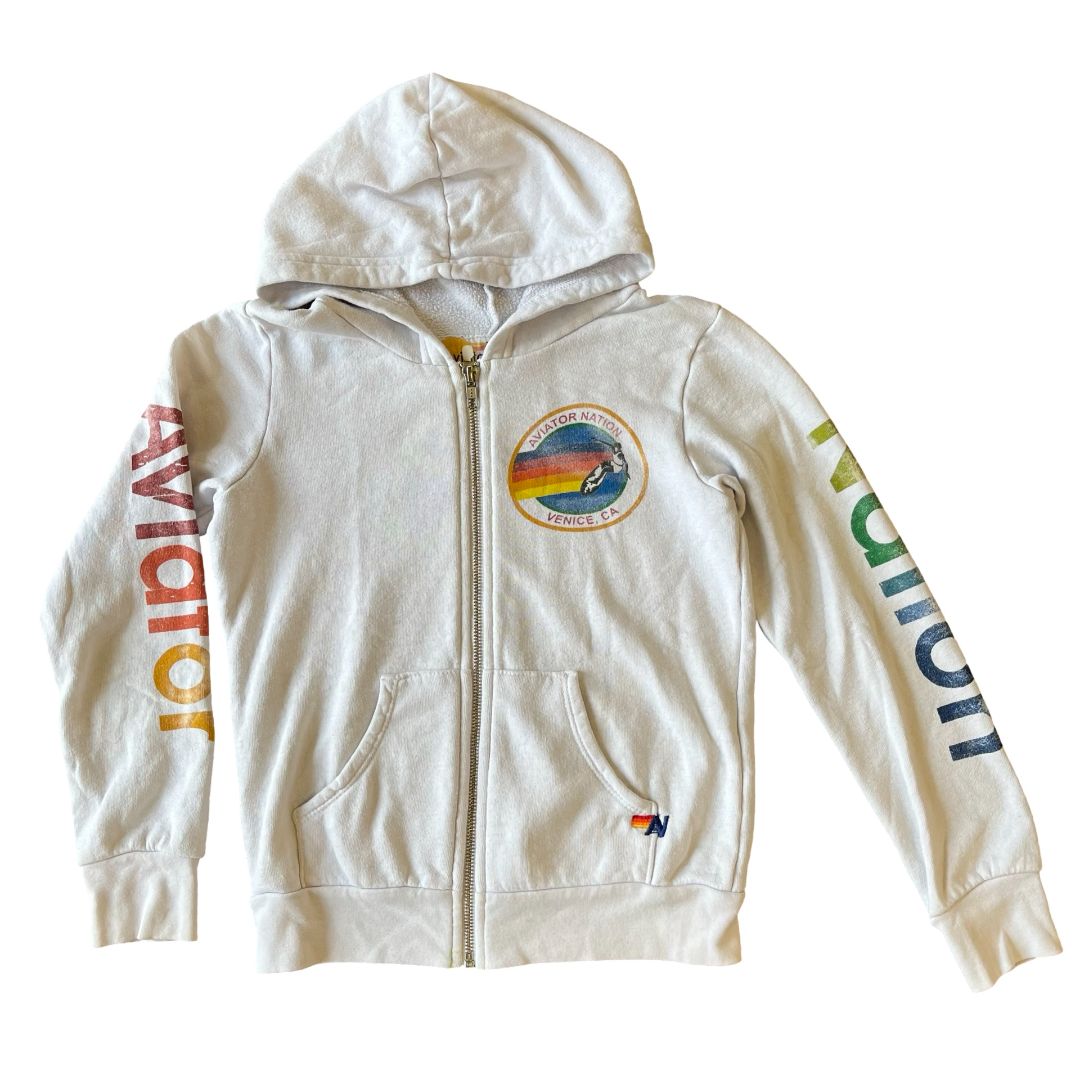 Aviator Nation white zip up, 12 years