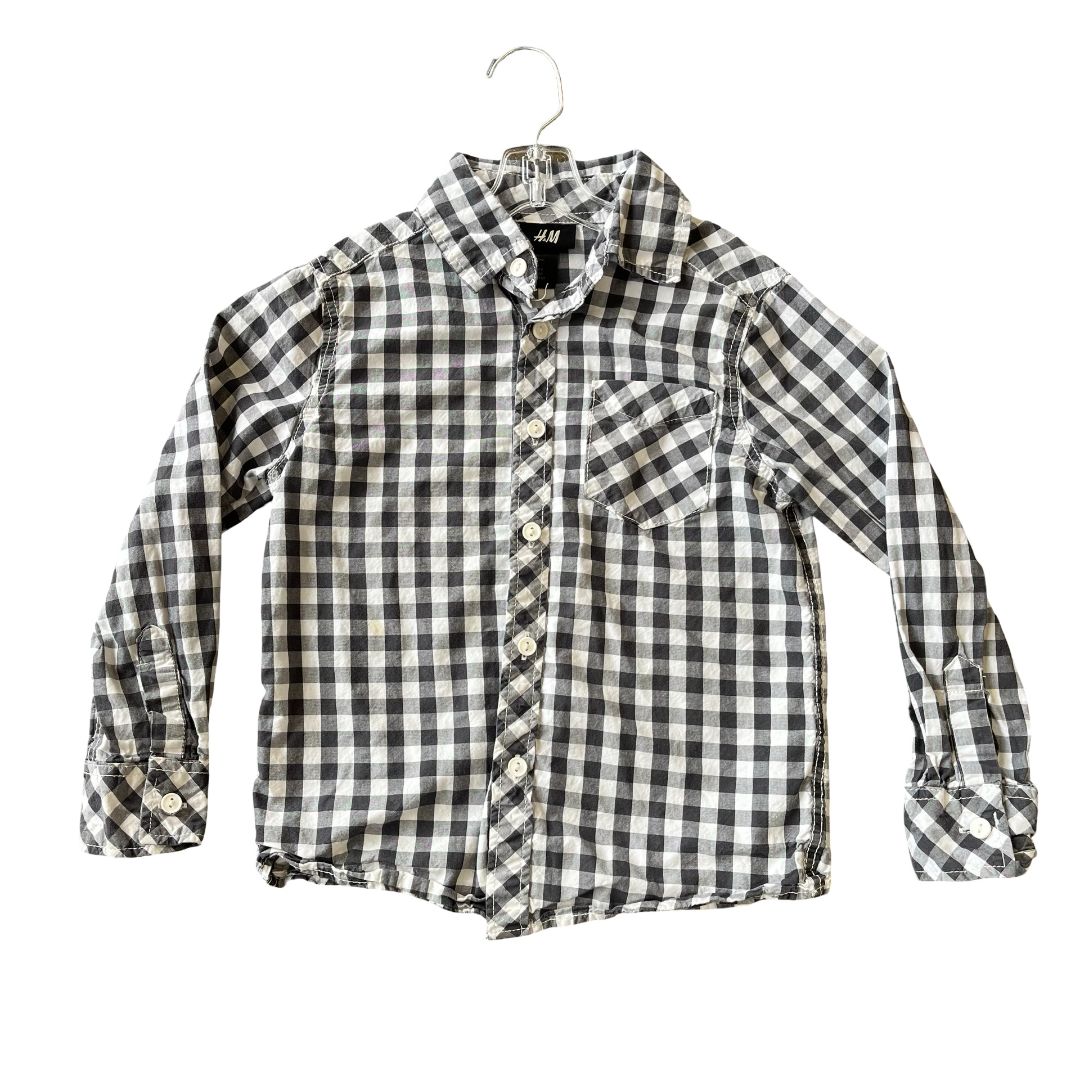 H&M black/white dress shirt, 5-6 years