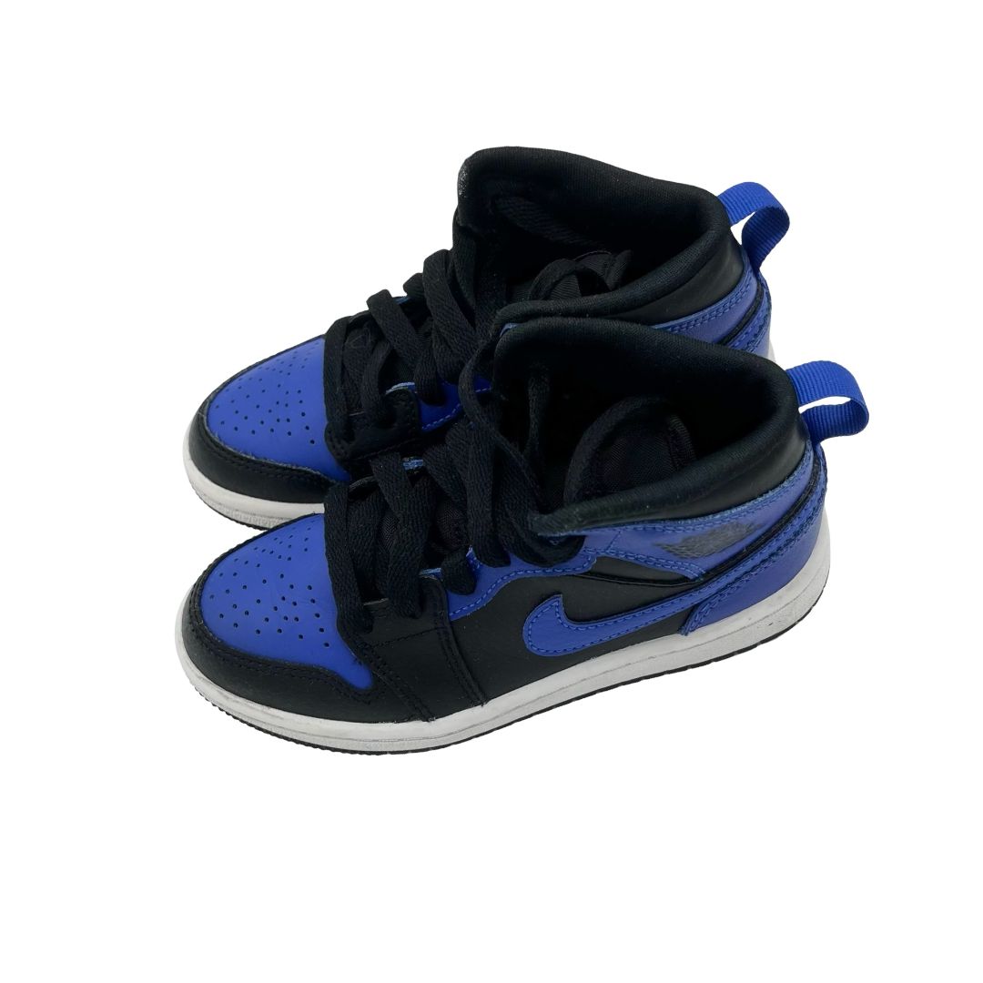 Nike black/blue Air Jordans, 11 little kid