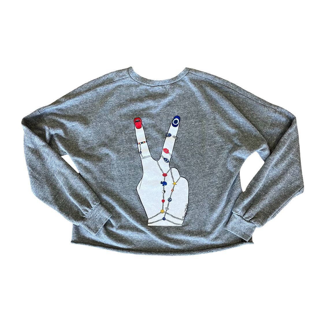 Lauren Moshi grey w/decals sweat shirt, xsmall