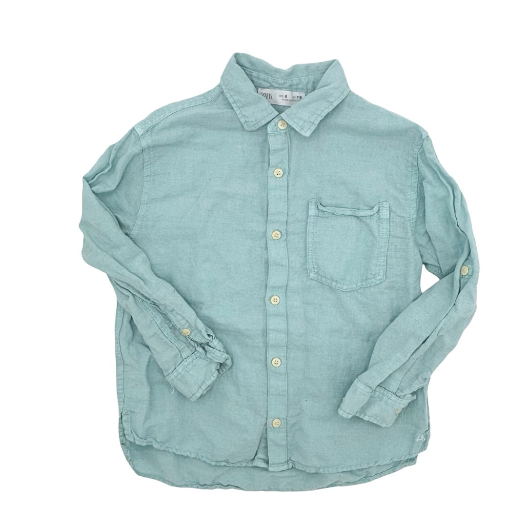 Zara Turquoise linen shirt, 6 years