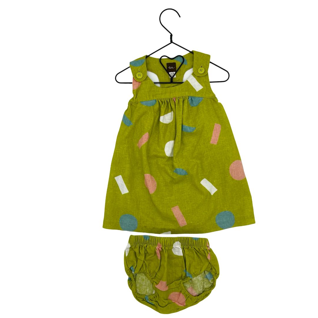 Tea polka dot dress w/bloomers, 12-18 months