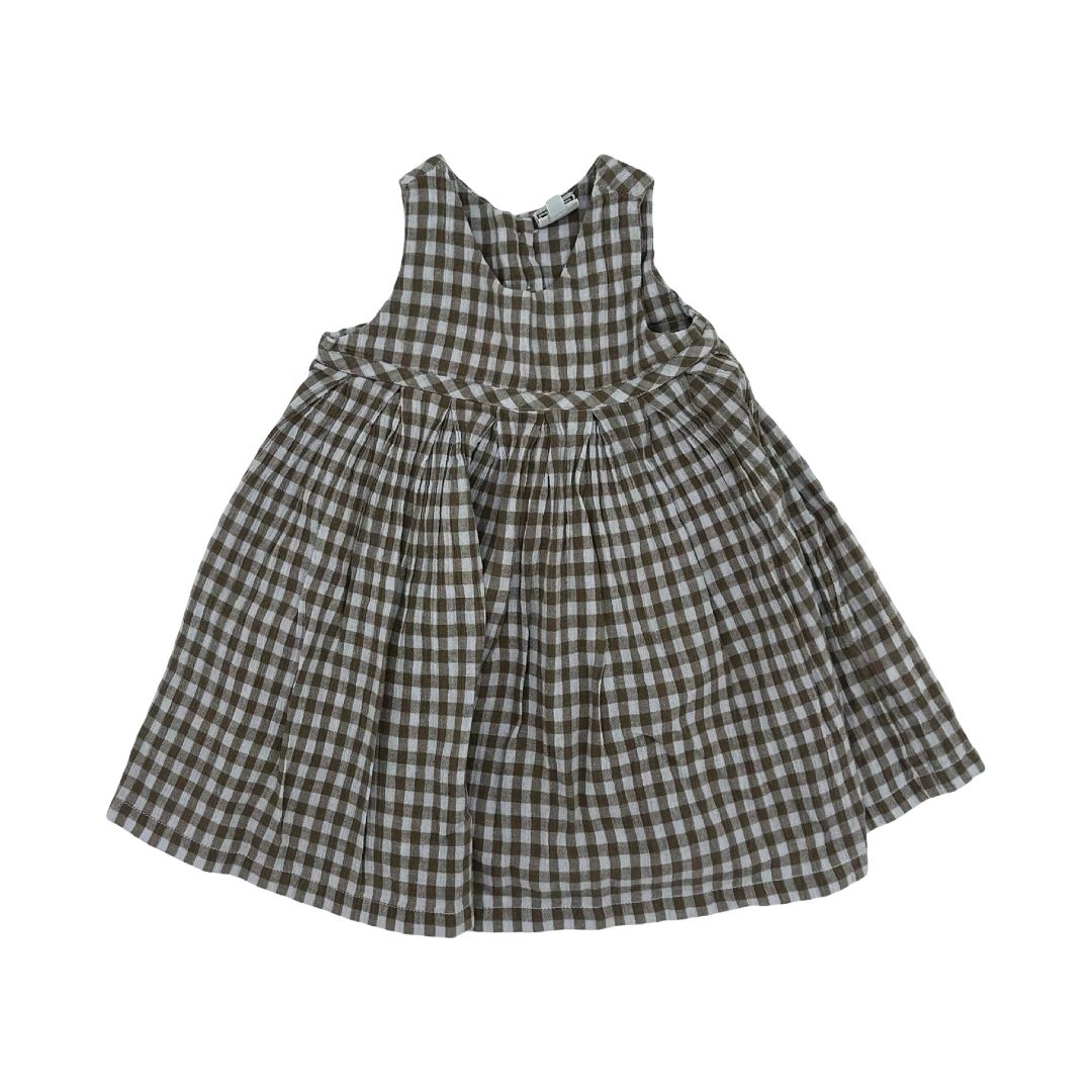 Bonton brown/blue gingham dress, 18 months