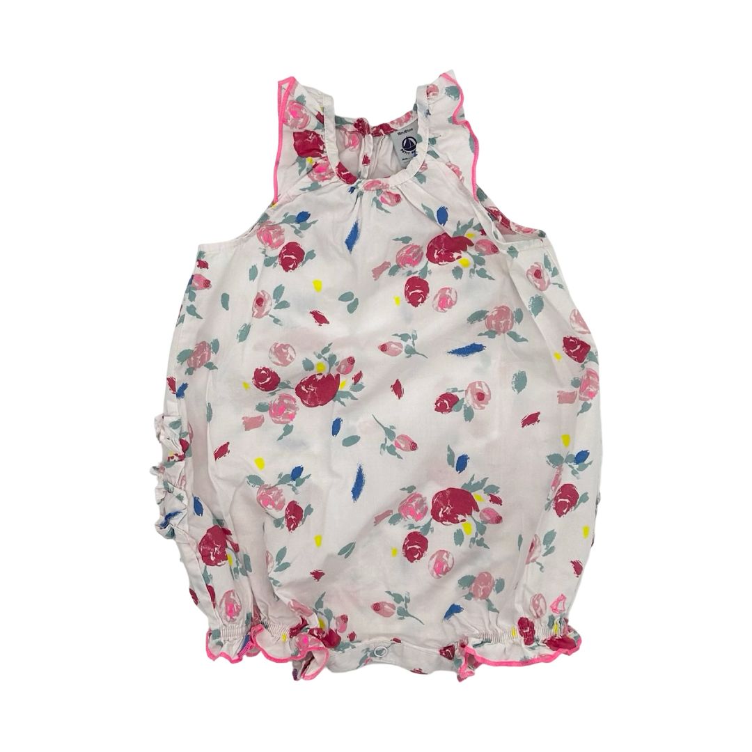 Petit Bateau pink floral romper, 18 months