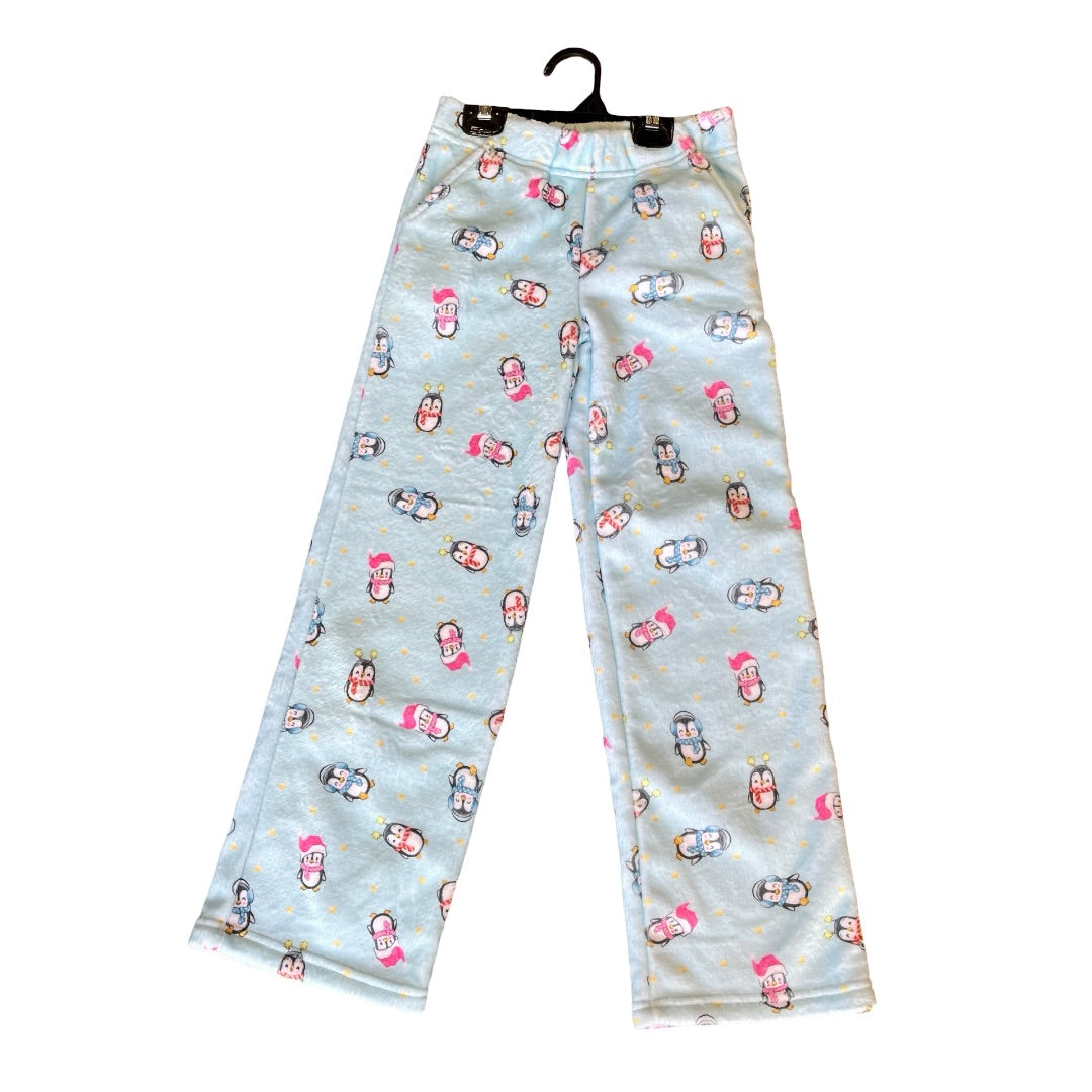 Preppy Goose new with tags blue penguin fuzzy pants, 7-8 years