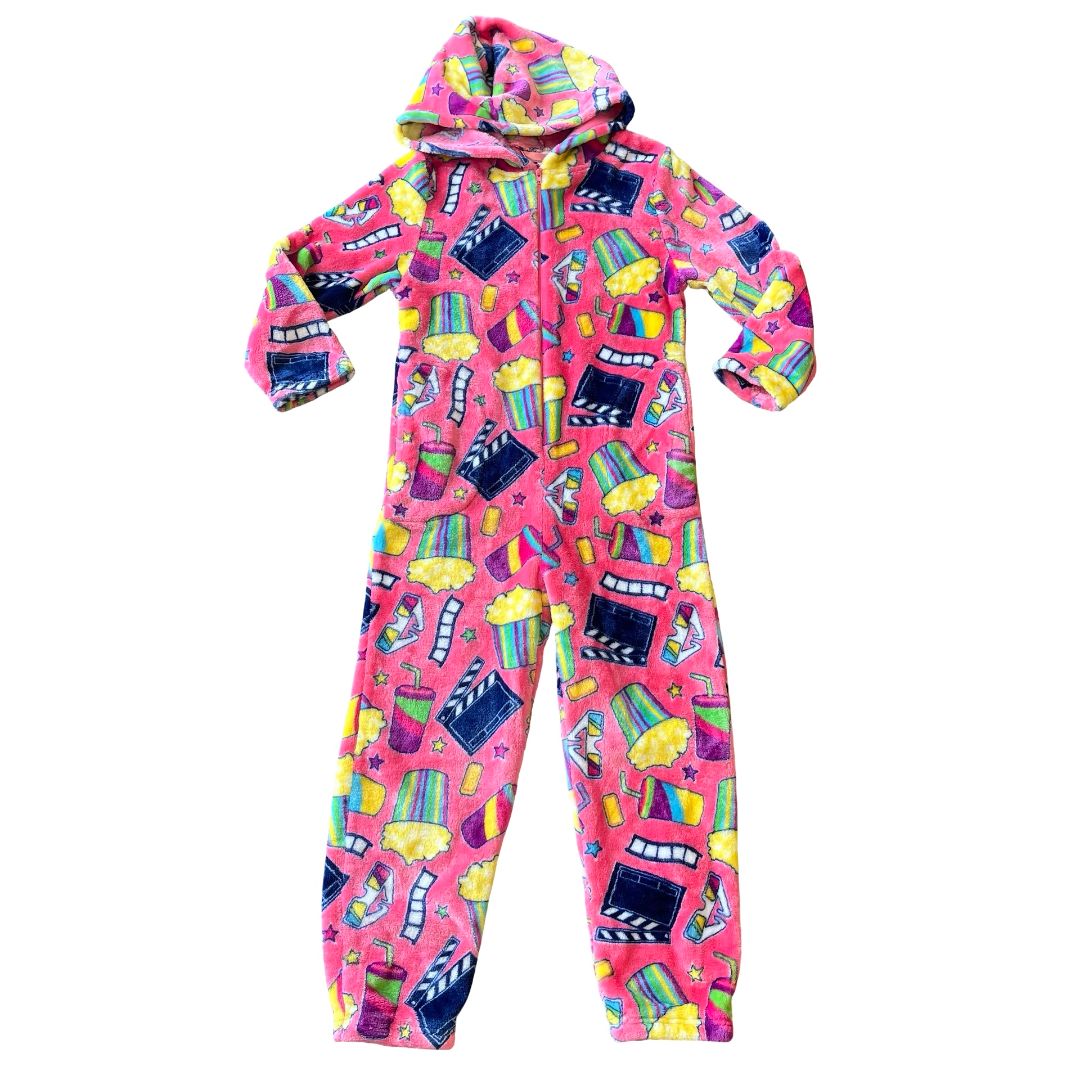 Candy Pink pink movie theme fuzzy one piece, 7-8 years