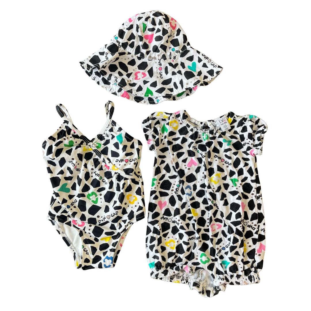 Gap x Diane Von Furstenberg black/white printer swim suit, 6-12 months