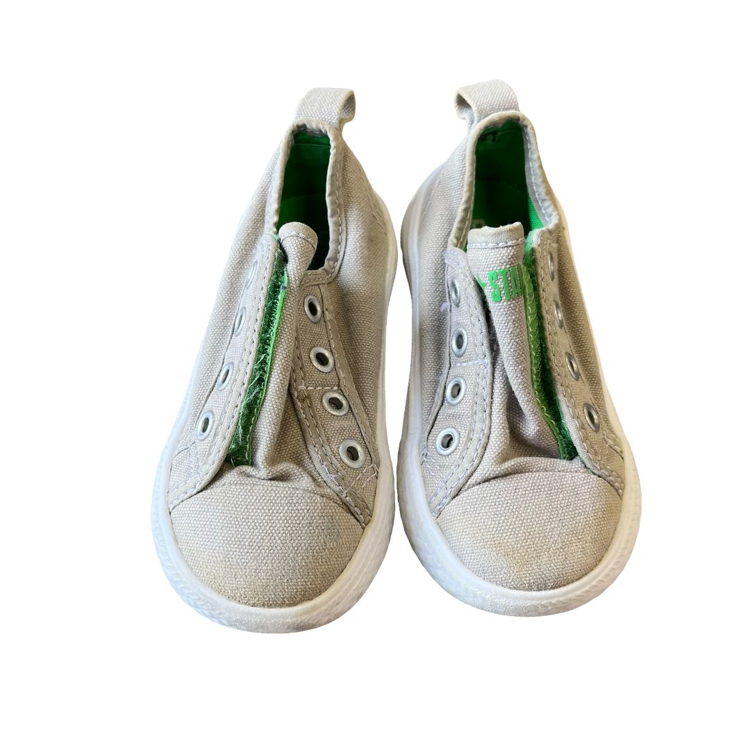 Converse All-Star grey/green slip ons, 7 little kid