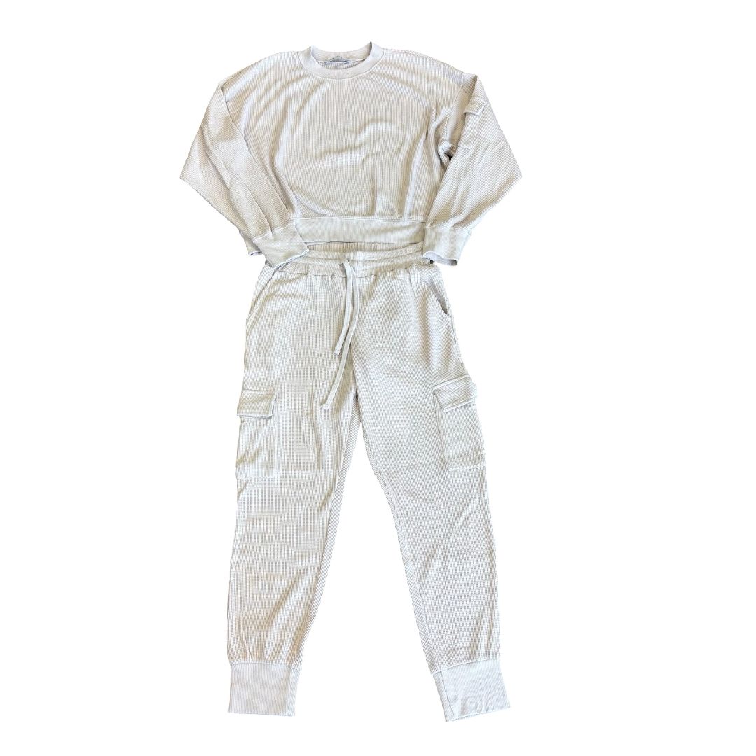 Franklin + Daysi beige waffle set, womens xs