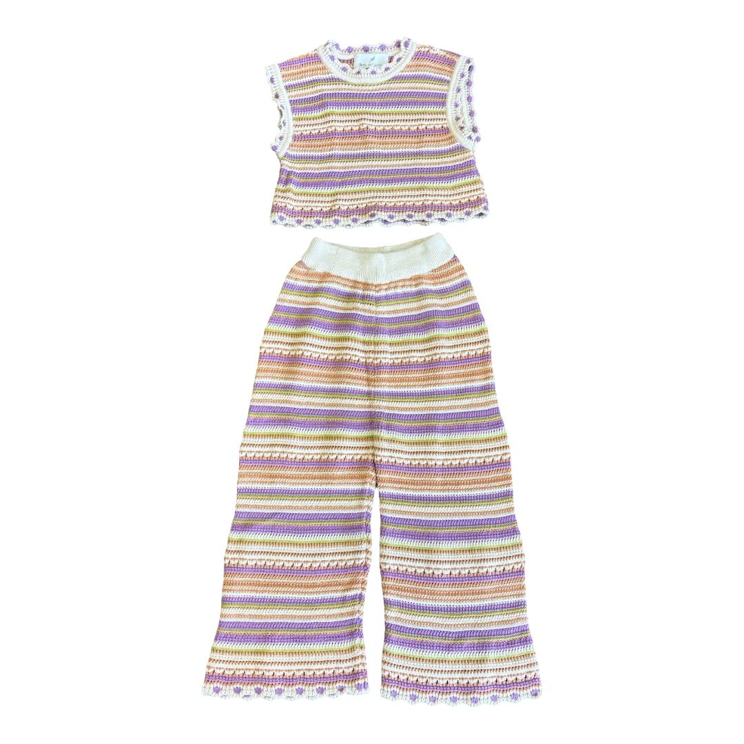 Bebe Organic crochet top/pant set, 10 years