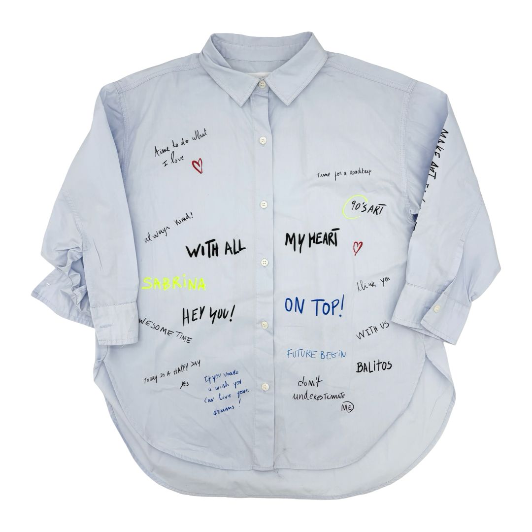 Zara blue shirt w/graffiti, 8 years