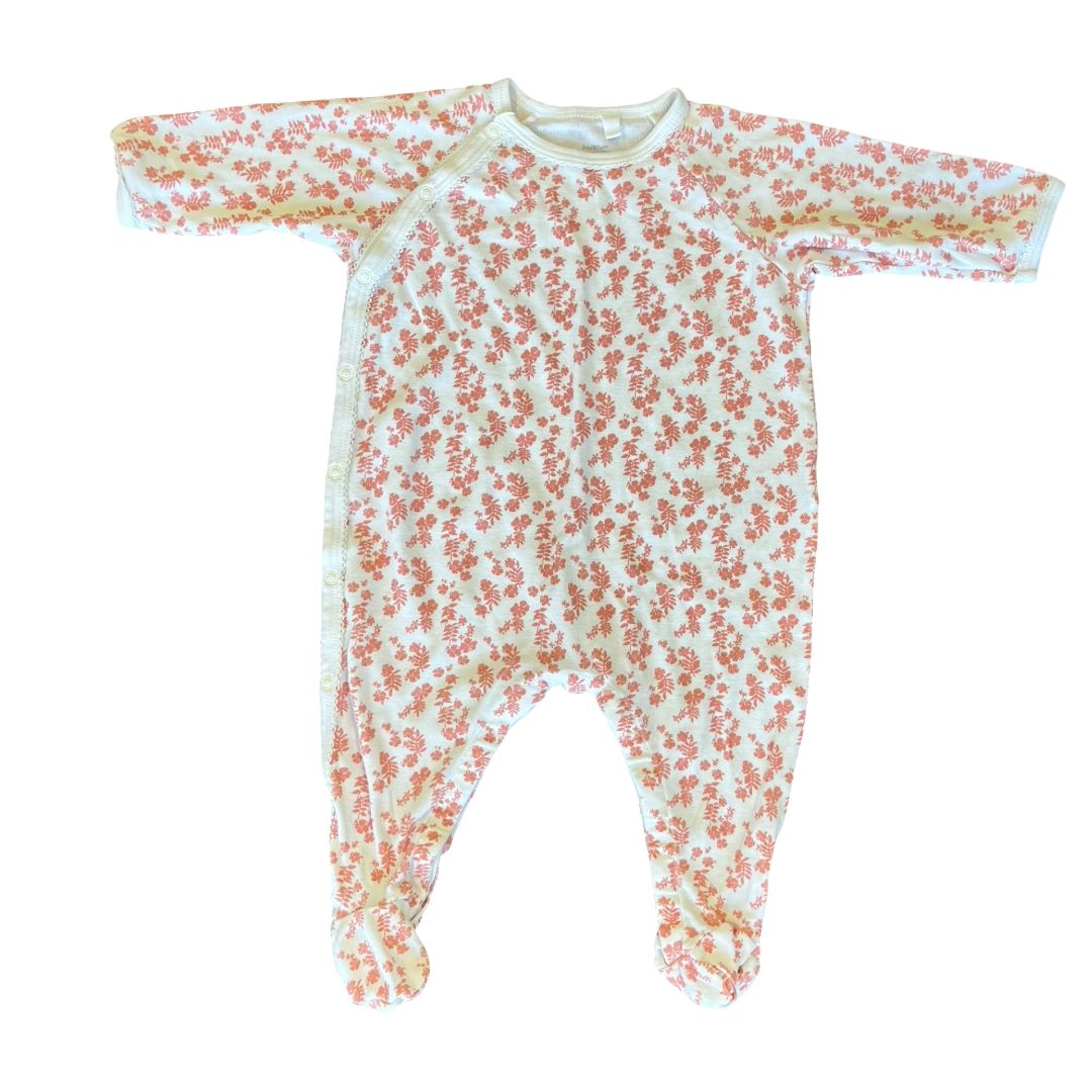 Petit Bateau coral floral sleeper, 6 months