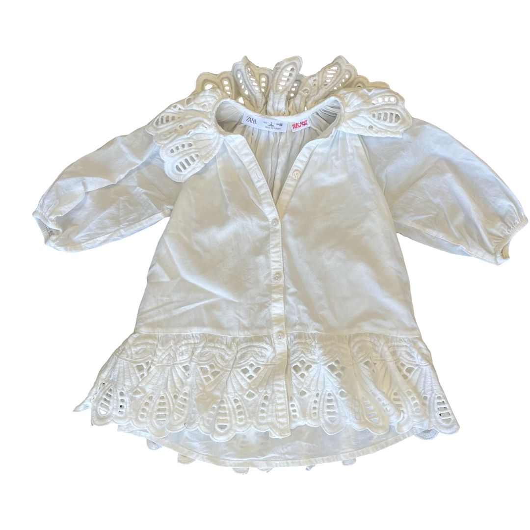 Zara white w/eyelet dress, 2 years