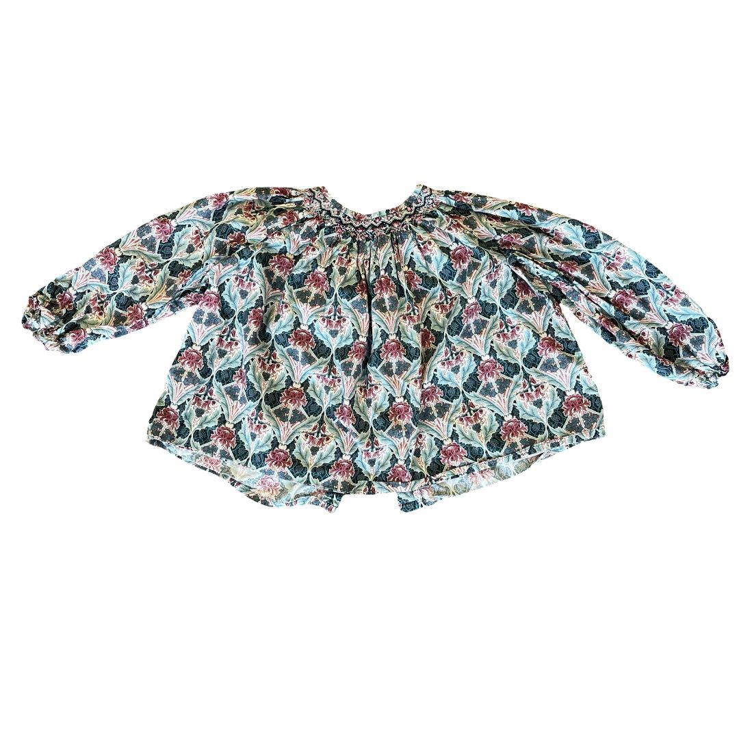 Bonpoint green floral top, 3 years