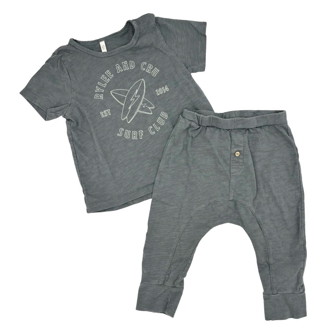 Rylee + Cru green tshirt/pant set, 18-24 months