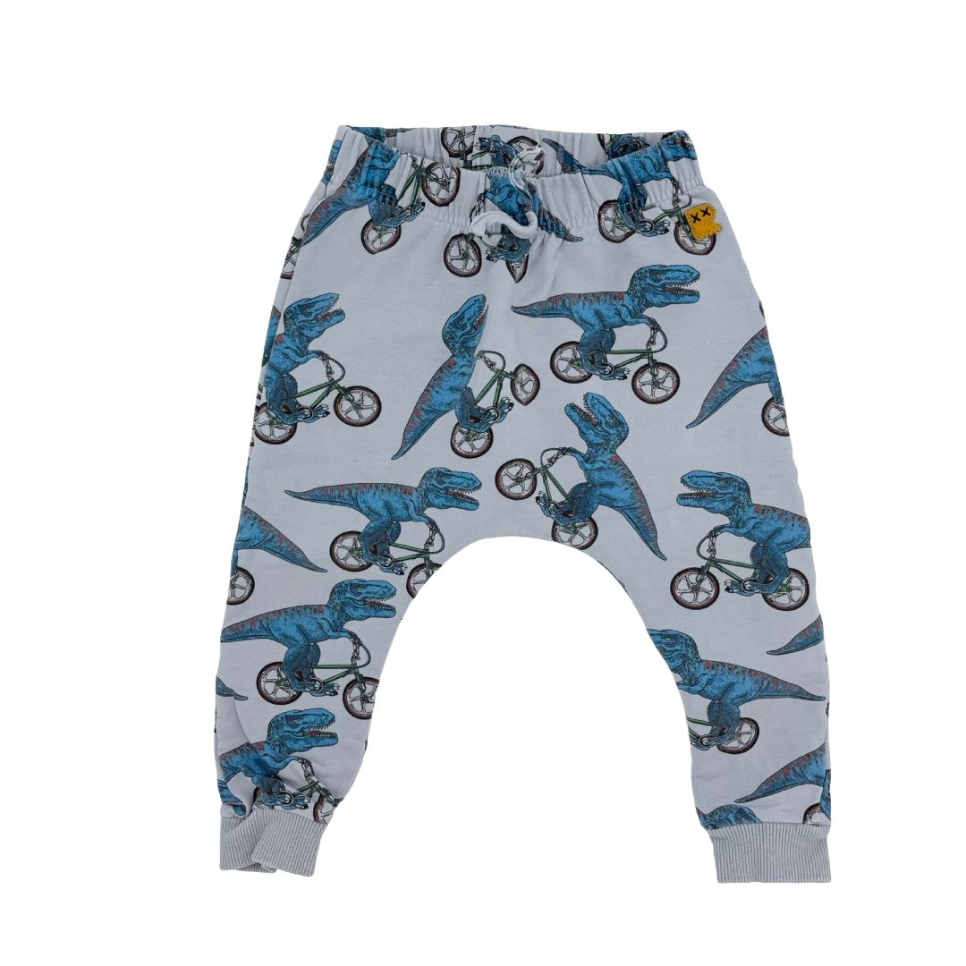 Rock Your Baby blue dino's on bikes pants, 18-24 months