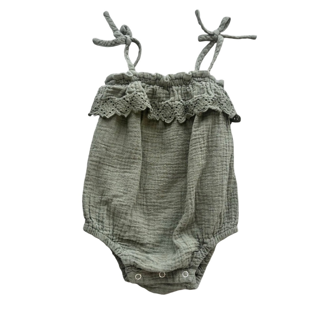 Rylee + Cru Army green romper, 6-12 Months