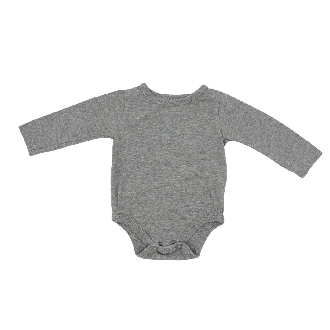 Mini Mioche grey long sleeve onesie, 0-3 months
