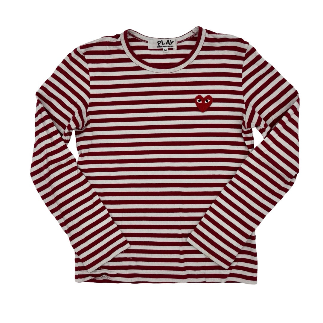 Comme Des Garçons Red strip long sleeve , youth Medium