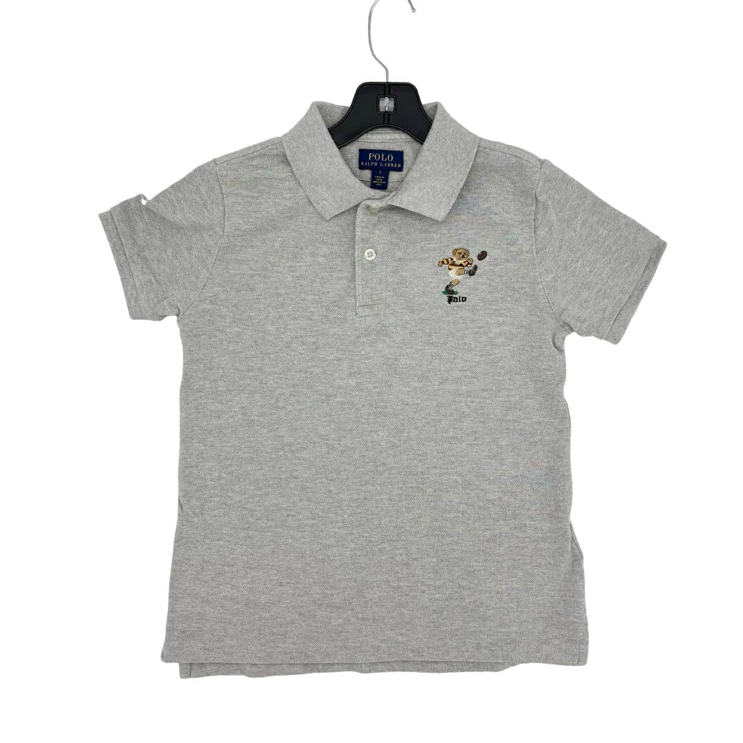 Ralph Lauren grey w/rugby bear collared shirt, 7 years