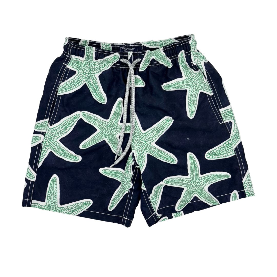 Vilebrequin navy w/green starfish swim shorts, 10 years