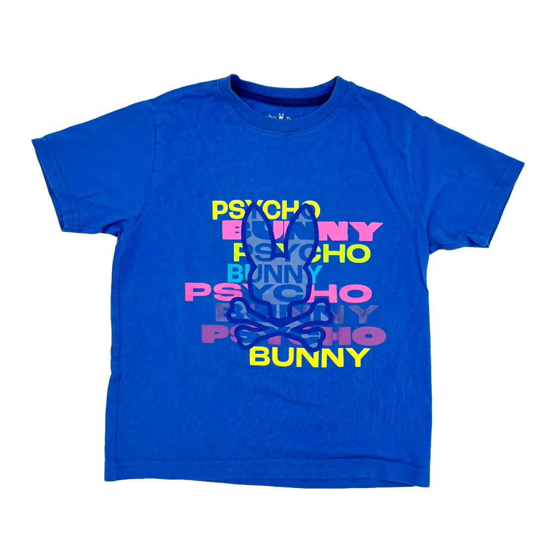 Pyscho Bunny blue tshirt, 10-12 years