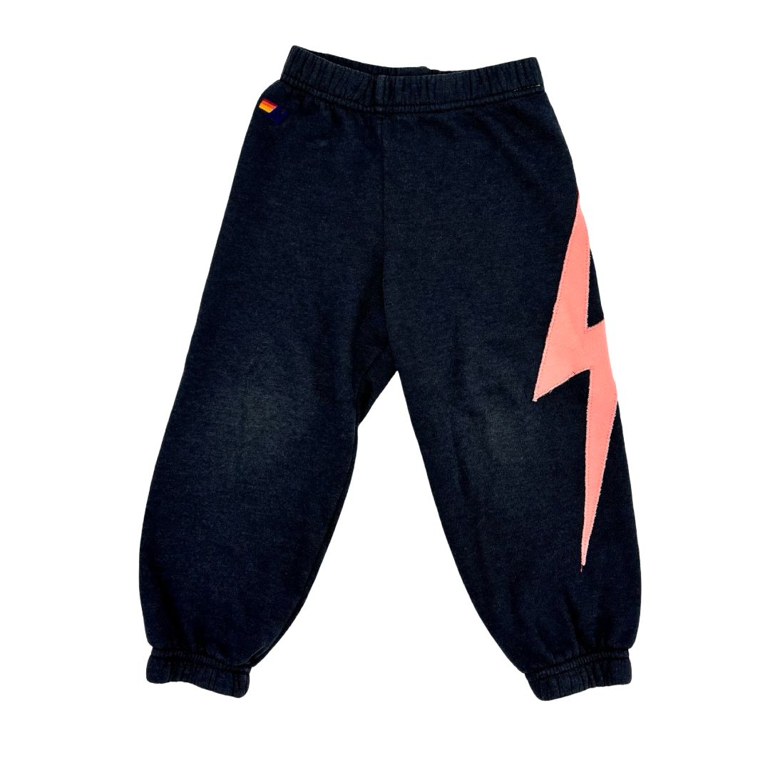 Aviator Nation black w/orange lightning bolt sweatpants, 4 years
