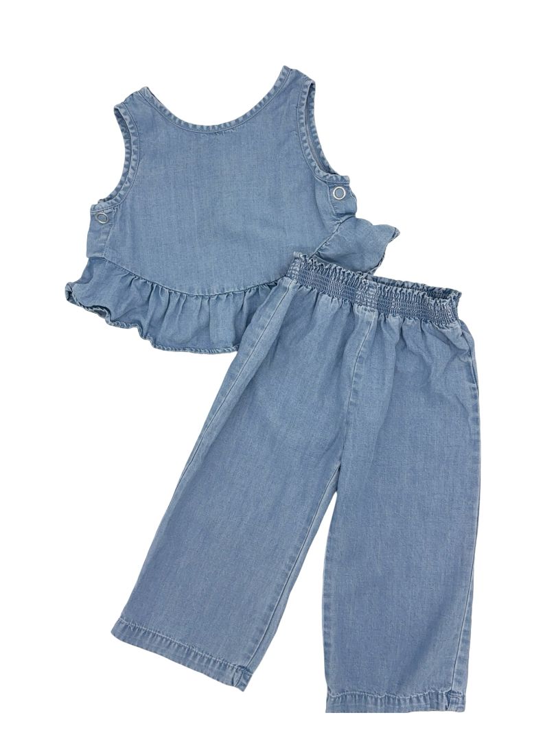 Zara blue denim top/pant set, 2-3 years