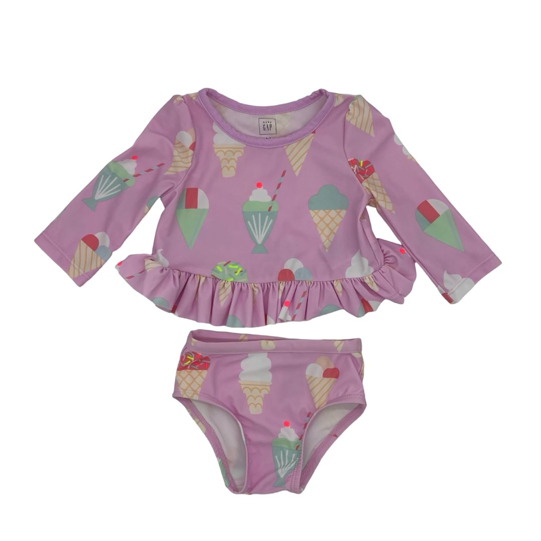 Gap pink ice cream bikini swim suit, 0-6 months