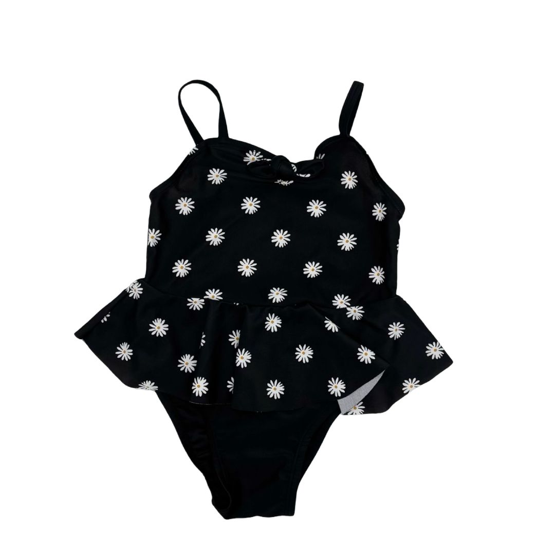 Old Navy black daisy swim suit, 2 years