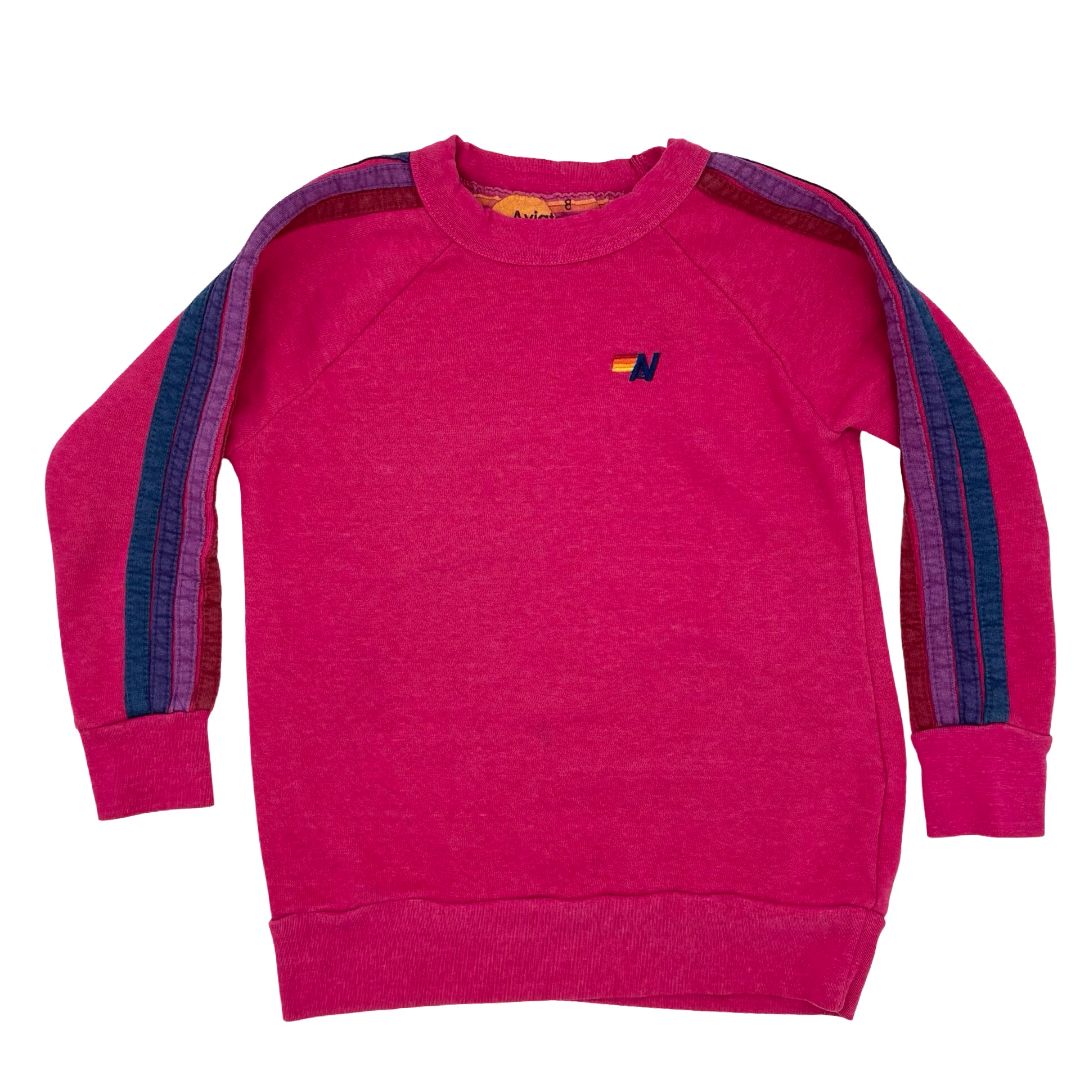Aviator Nation hot pink w/purple strip crewneck sweatshirt, 8 years